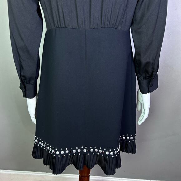 Sandro dress US 8 EU 40 Coreen Embellished black pleated work cocktail‎ modern - Picture 8 of 13